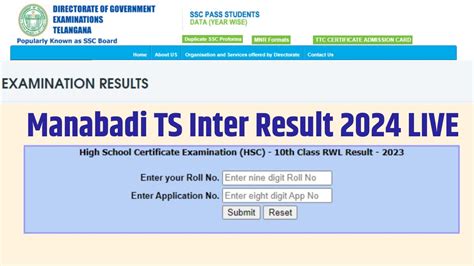Manabadi TS Inter Results 2024 Declared Live: Direct link to .